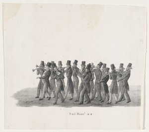 Musicisti nella parata degli studenti di Leida, 1835