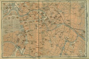 Mappa del centro di Berlino, da una guida di viaggio Baedeker