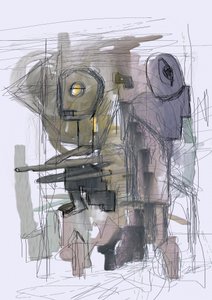 Robot astratti ed enigmatici da Lembayung senja studio [Vintage Poster]