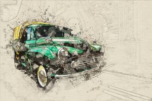 Vecchia auto verde