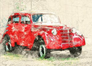 Vecchia auto rossa