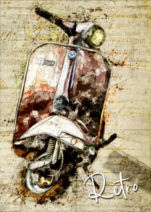 Viaggio in scooter retrò da Lembayung senja studio [Vintage Poster]