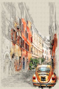 Schizzo di una città delle auto d