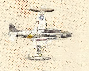 Progetto tecnico vintage di un jet da Lembayung senja studio [Vintage Poster]