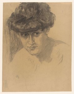Busto di una donna con capelli raccolti