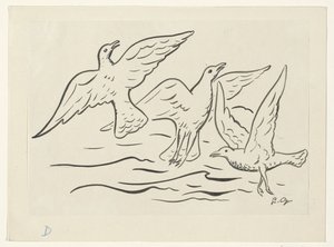 Tre uccelli in volo sopra il mare da Leo Gestel (signed by artist)