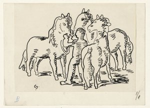 Uomo con tre cavalli