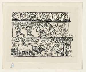Cavalli, persone che ballano e maschere da Leo Gestel (signed by artist)