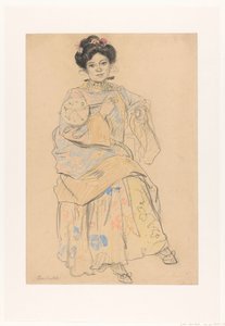 Donna seduta in abiti giapponesi da Leo Gestel (signed by artist)