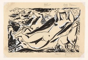 Donna sdraiata con due cavalli da Leo Gestel