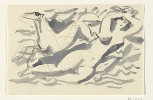 Donna nuda e cavallo nel mare