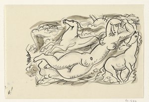 Donna nuda e due cavalli in mare da Leo Gestel