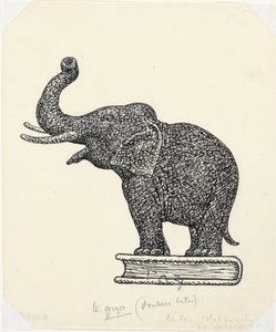 Elefante su libro (schizzo) da Leo Gestel