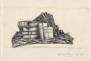 Pila di libri e articoli di cancelleria