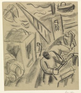 Pescatore su una barca da pesca da Leo Gestel