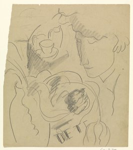 Donna che annusa fiori in un vaso da Leo Gestel