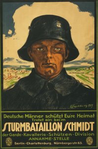 Sturmbataillon Schmidt; Deutsche Männer schütt Eure Heimat! 1919 (litografia a colori)
