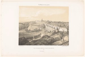 Vista di Dinan e del viadotto sul fiume Rance da Leon Auguste Asselineau