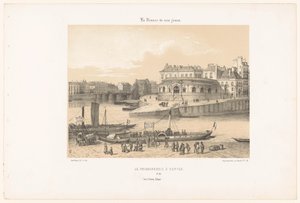 Vista del mercato del pesce a Nantes dal molo (serie: Hedendaags Frankrijk) da Leon Auguste Asselineau