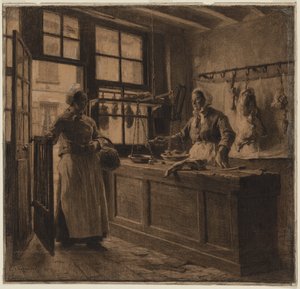 Interno di una macelleria da Leon Augustin Lhermitte
