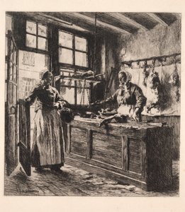 Interno di una macelleria da Leon Augustin Lhermitte