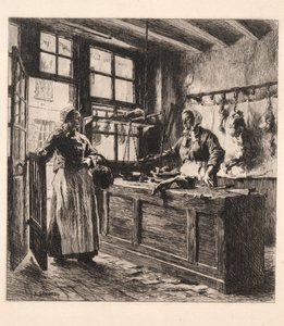 Interno di una macelleria da Leon Augustin Lhermitte