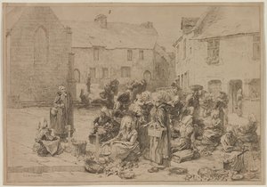 Il mercato delle mele a Landerneau da Leon Augustin Lhermitte