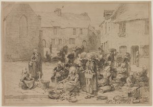 Il mercato delle mele a Landerneau, 1878 da Leon Augustin Lhermitte