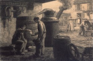 La distilleria; Les Degustateurs d"Eau-de-Vie-de Marc ou L"Alambic, c.1872 da Leon Augustin Lhermitte