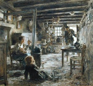 Una famiglia, Interieur Fonte (Il ritorno del padre) 1887 da Leon Augustin Lhermitte