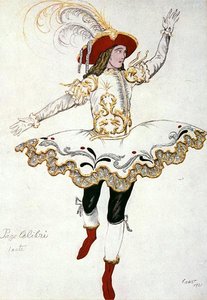 Bozzetto di costume per il Paggio della Fata Colibrì, da La Bella Addormentata da Leon Bakst