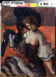 In un ristorante, signora in nero da Leon Bakst