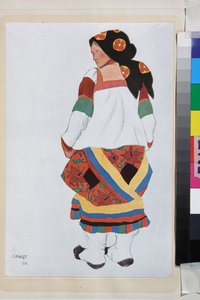Contadina, costume per il vaudeville Vecchia Mosca, al teatro Femina, Parigi da Leon Bakst