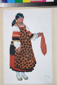 Donna contadina, costume per il Vaudeville Vecchia Mosca, al Théâtre Femina di Parigi