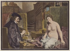 Rembrandt, artista olandese al lavoro nel suo studio da Leon Brunin