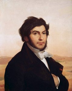 Ritratto di Jean-Francois Champollion (1790-1832), egittologo francese, decifratore dei geroglifici. Dipinto di Leon Cogniet (1794-1880). Museo del Louvre.