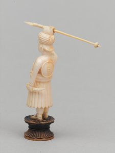 Pedone nero, pezzo degli scacchi, India, circa 1820