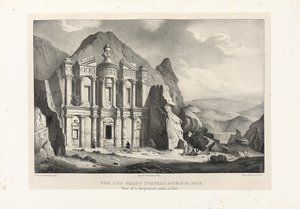 Veduta di una grande tomba chiamata El Deir, Petra da Leon de Laborde