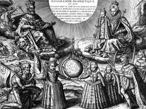 Famiglia reale francese nel 1607 (propaganda): re di Francia Enrico IV e sua moglie la regina Maria de
