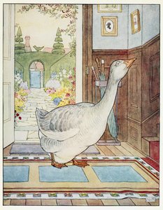 Goosey, Goosey Gander, Where Shall I Wander?, da A Nursery Rhyme Picture Book, pub. 1914 (litografia a colori) da Leonard Leslie Brooke