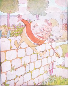 Humpty Dumpty ha fatto una grande caduta (litografia a colori) da Leonard Leslie Brooke