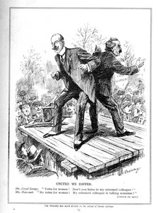Lloyd George e Harcourt, entrambi ministri nel governo liberale, in disaccordo sul dare il voto alle donne, 1910 da Leonard Raven Hill