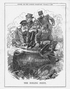 Il punto di ebollizione. Punch Magazine, 2 ottobre 1912 da Leonard Raven Hill
