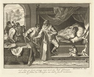 Scimmia sul letto di malattia da Leonard Schenk (possibly)