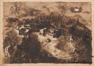 Una città fortificata (recto); Un disegno geometrico (verso)