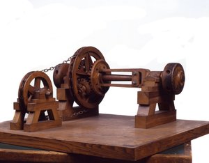 Modello in legno di ingranaggi e ruote basato sul disegno di Leonardo da Vinci. Museo della Scienza e della Tecnologia, Milano da Leonardo da (after) Vinci