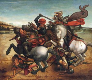 La lotta per lo stendardo dalla Battaglia di Anghiari da Leonardo da (follower of) Vinci