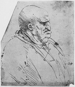 Un profilo grottesco di un uomo a destra, c1480 da Leonardo da Vinci