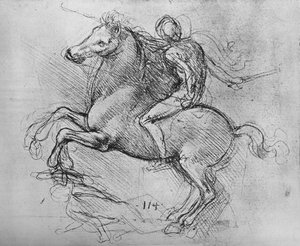 Un cavaliere che calpesta un nemico caduto da Leonardo da Vinci