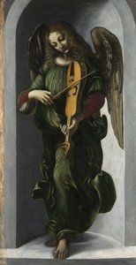 Un angelo in verde con una viella, c. 1490-1499 da Leonardo da Vinci,